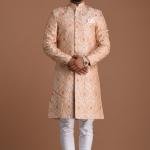 Lucknowi Heavy Embroidered Light Pink Royal Sherwani | Elegant Ethnic Wear | Jaipurio